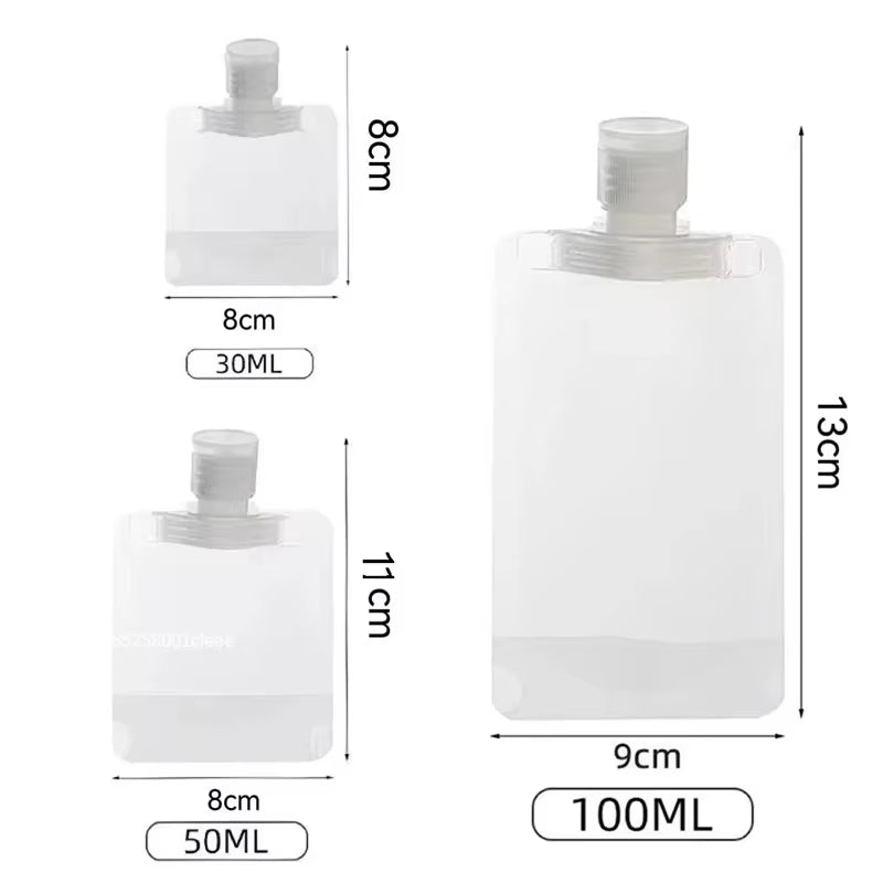 30/50/100Ml Refillable Packaging Bags Travel Essentials Lotion Cosmetics Shampoo Shower Gel Portable Bags Makeup Fluid Bottles
