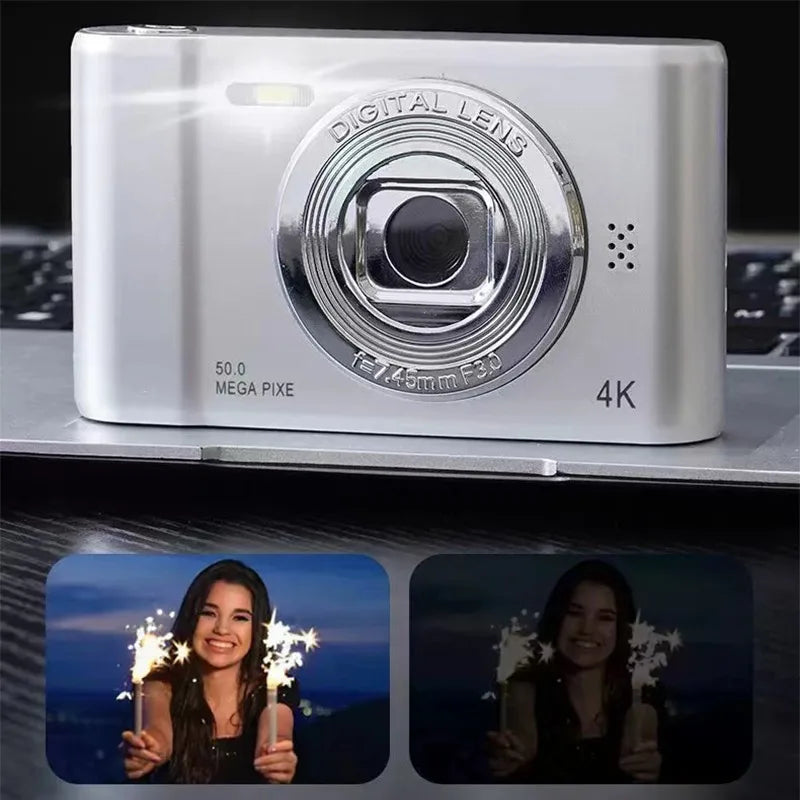 4K Digital Camera Travel Selfie Camara 50 Megapixels HD Zoom Photography 2.4Inch Screen Entry-Level Kids Campus Mini Retro Cam