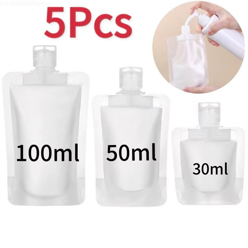 30/50/100Ml Refillable Packaging Bags Travel Essentials Lotion Cosmetics Shampoo Shower Gel Portable Bags Makeup Fluid Bottles