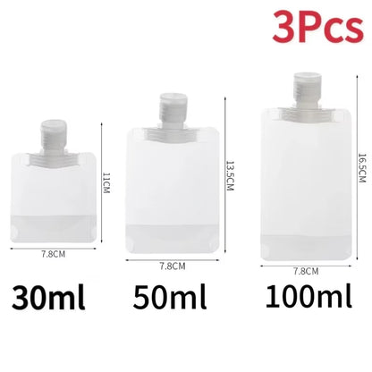 30/50/100Ml Refillable Packaging Bags Travel Essentials Lotion Cosmetics Shampoo Shower Gel Portable Bags Makeup Fluid Bottles