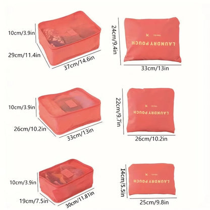 6Pcs Travel Luggage Packing Cubes, Suitcase Clothes Storage Bag, Foldable Organizer Shoes Underwear Pouch